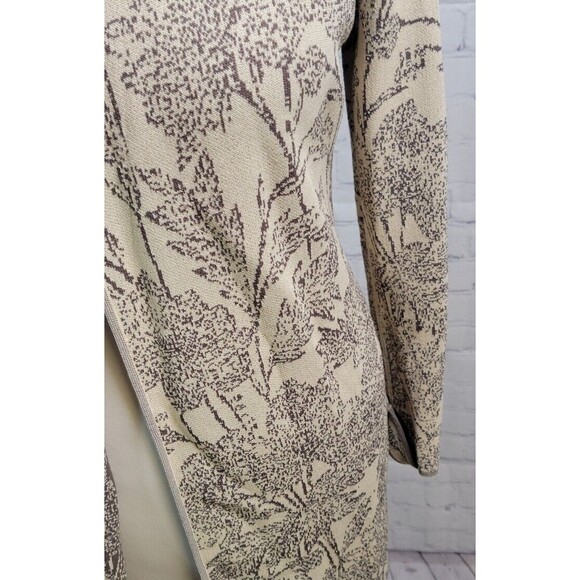 Sigrid Olsen Women's Open Front Sweater Cardigan Sz M Neutral Leaf Brown Cream - Picture 2 of 7